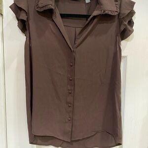 Tahari Brown Button-Down Blouse